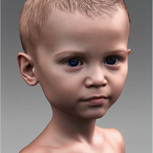 Prompt: marble skin, child, translucent sss, 3 d daz occlusion