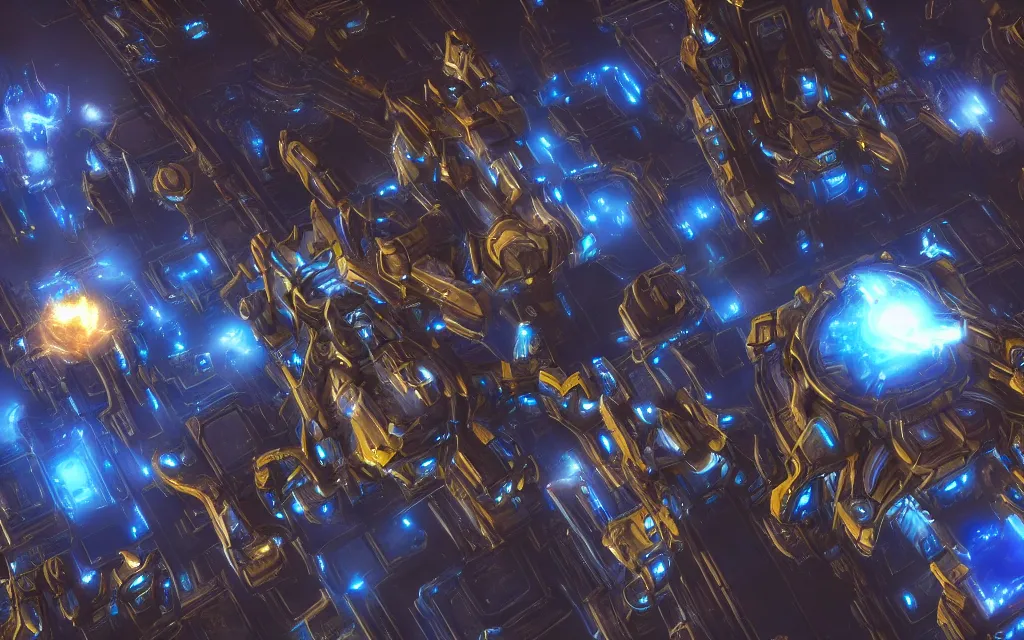 Image similar to protoss structure city, protoss vehicles flying, cinematic dramatic lighting, beautiful