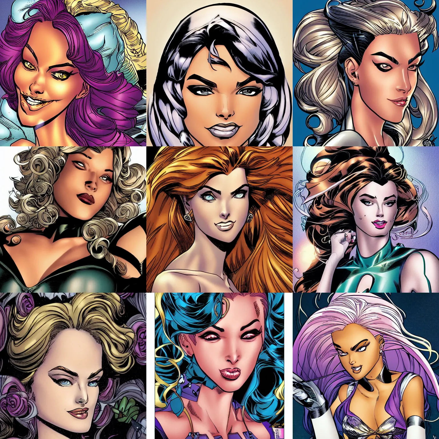 Prompt: close up headshot of elegant! beautiful! pretty! female , comic book color drawing by j scott campbell