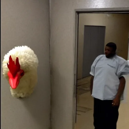 Image similar to inmate that has a chicken head