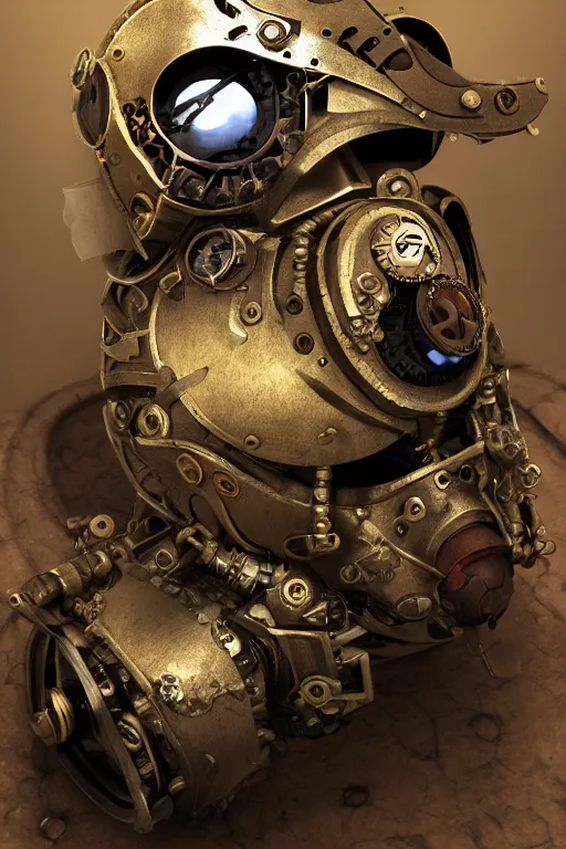 Image similar to steampunk mask minimalist fantasy art robot ninja helmet, global illumination ray tracing hdr fanart arstation by sung choi and eric pfeiffer and gabriel garza and casper konefal chaykin howard and campionpascale and cooke darwyn and davis jack