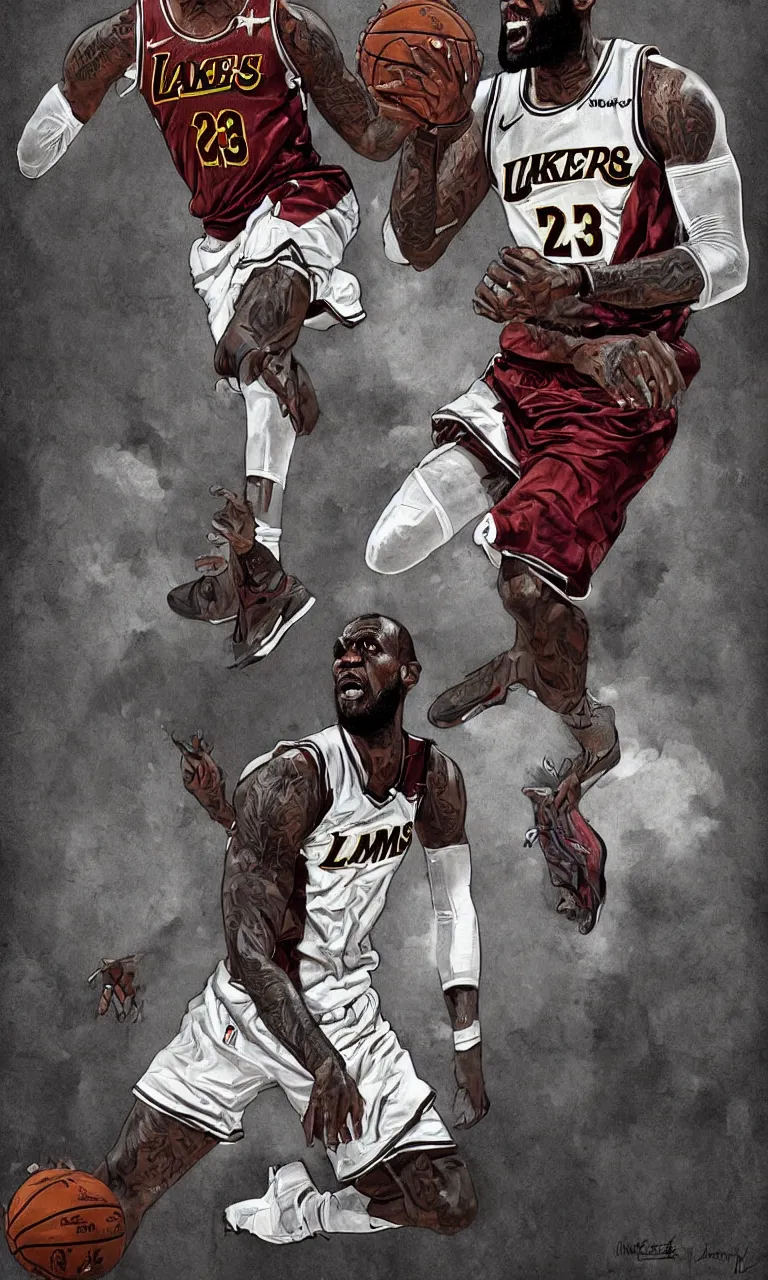 Image similar to a detailed digital art portait of angry undead lebron james, art by norman rockwell, pixar style