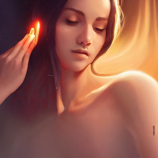 Prompt: a Portrait of A goddess in a church with a holy light emanating from her body by wlop and greg rutkowsk,In style of digital art illustration.hyper detailed,smooth, sharp focus,trending on artstation,4k