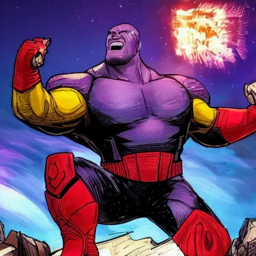 Prompt: russian squatting thanos