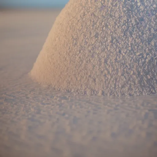 Image similar to mound of salt shaped like a 30 year old woman in ancient Canaanite clothing, cracked desert background. somber. haunting. 40mm lens, shallow depth of field, split lighting