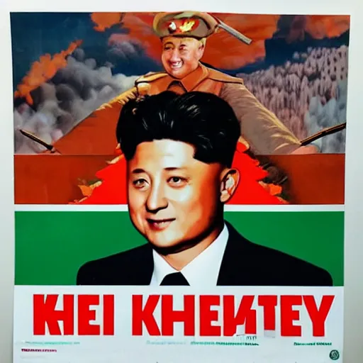 Image similar to Zelenskii on North Korea propaganda poster