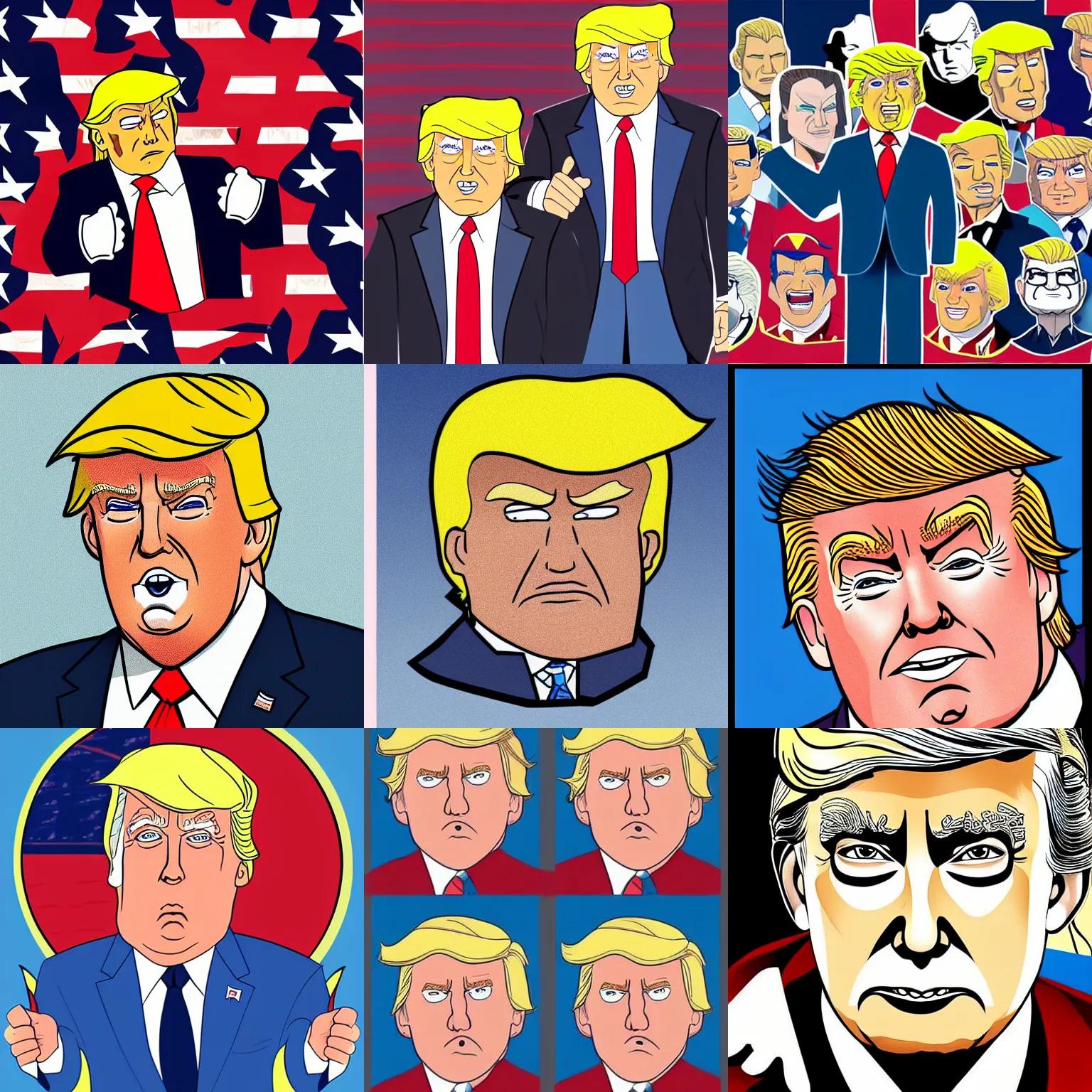Prompt: portrait of donald trump in the style of DC animation