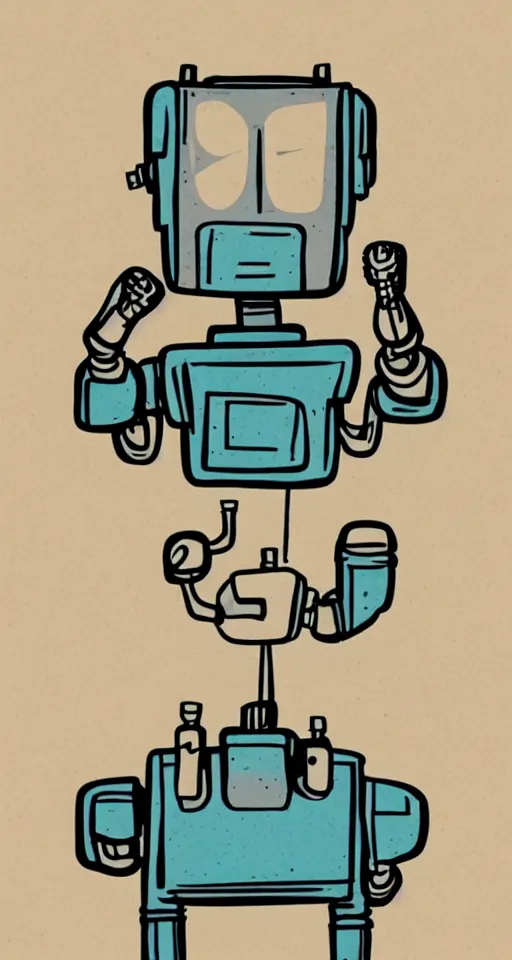 Image similar to a portrait of an incredibly cute industrial-looking anthropomorphic robot, whimsical, cheerful