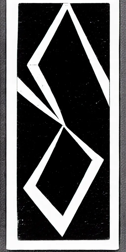 Image similar to minimal geometric tarot card by karl gerstner, black and white monochrome, bordered, centered, in frame, 8 k scan