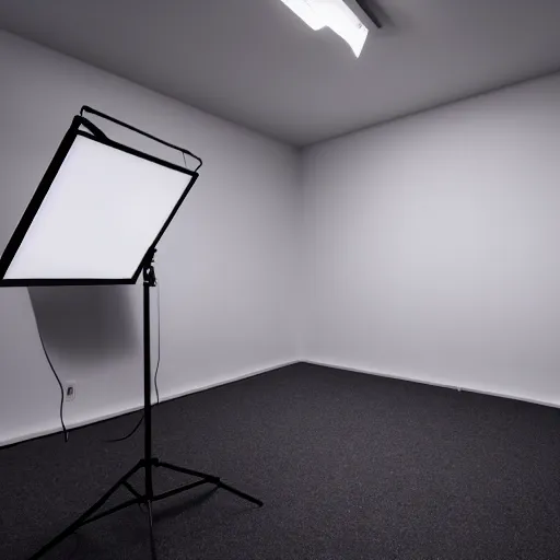 Image similar to an ultra high definition professional studio quality photograph. the photo is set in a plain empty white studio room with a plain white plinth in the middle of the room, a mobile phone is on top of plinth in the centre of the photograph. three point light.