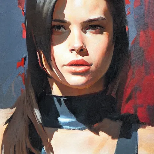 Image similar to greg manchess portrait painting of partially armored x - 2 3 laura kinney as overwatch character, medium shot, asymmetrical, profile picture, organic painting, sunny day, matte painting, bold shapes, hard edges, street art, trending on artstation, by huang guangjian and gil elvgren and sachin teng