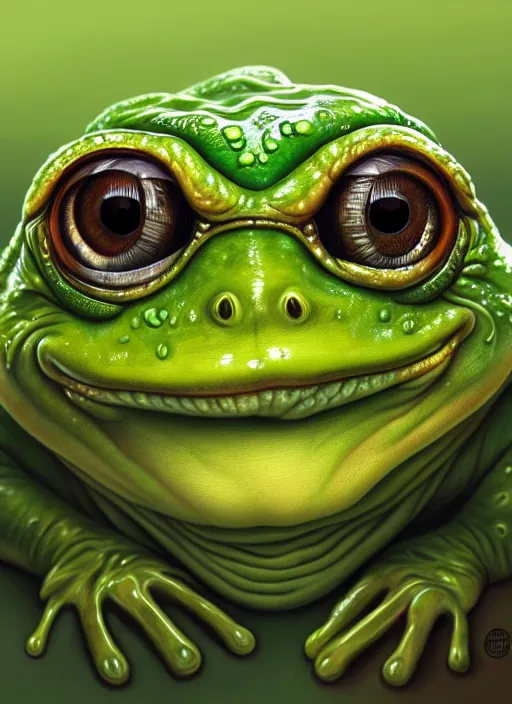 pepe the frog as slimy frog, drool, portrait, | Stable Diffusion | OpenArt