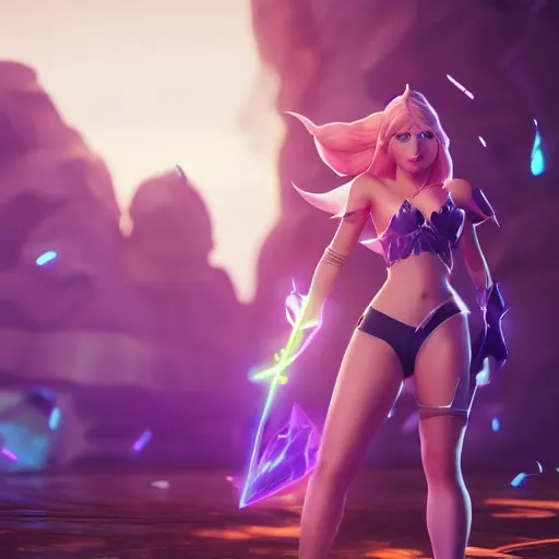 Prompt: still of pretty Lux (League of Legends) in KDA More music video. 3d render, octane render, game art, realistic, highly detailed, trending on artstation, 4k, trending on artstation, pixar, cgsociety, unreal engine 5, redshift render, trending on artstation, blender, behance, cg