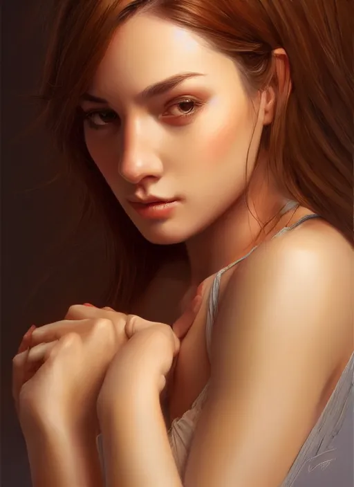 Image similar to photo of a gorgeous young woman in the style of stefan kostic, realistic, sharp focus, 8 k high definition, insanely detailed, intricate, elegant, art by stanley lau and artgerm