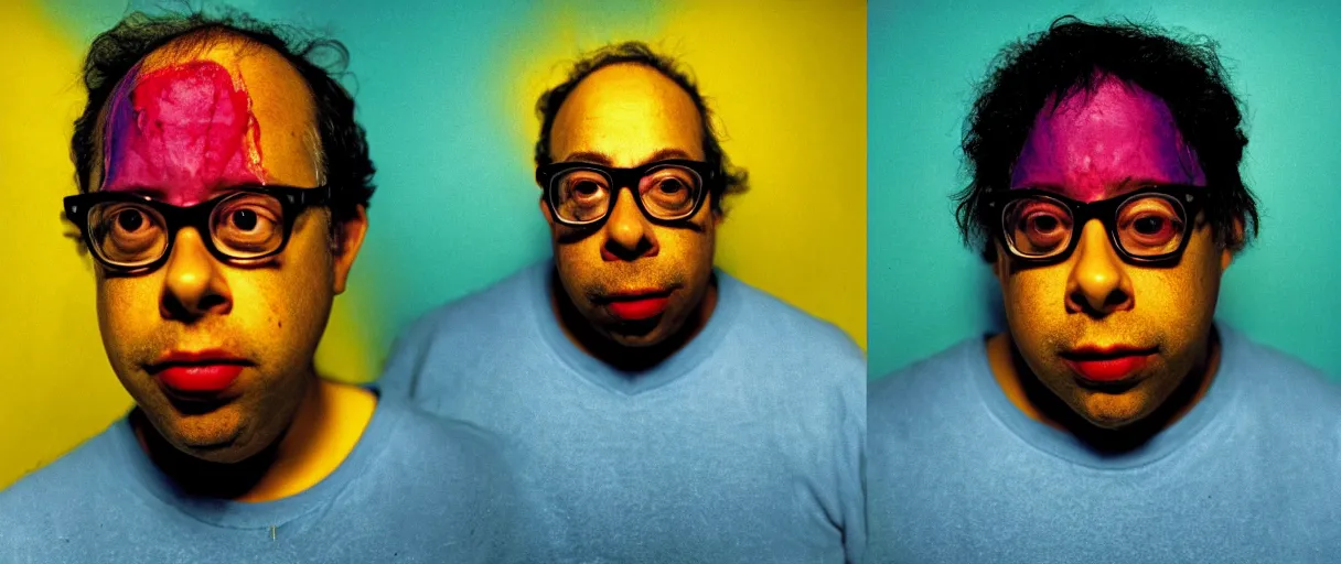 Prompt: award winning photo of a todd solondz charles thompson iv, sad and happy, crying and smiling franticly, vivid colors, happy, symmetrical face, beautiful eyes, studio lighting, wide shot art by sally mann & arnold newman