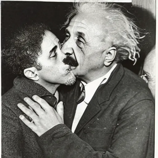 Image similar to Einstein kissing lenin