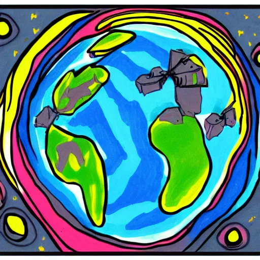 Image similar to planet earth drawn on Microsoft Paint 2009