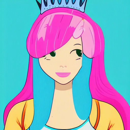 Prompt: Princess Bubblegum from Adventure Time, high details, synthwave, sharp, illustration, 8k, colorful