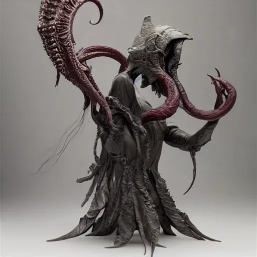 Image similar to angelarium, illithid, cthulhu, clay sculpture by ellen jewett