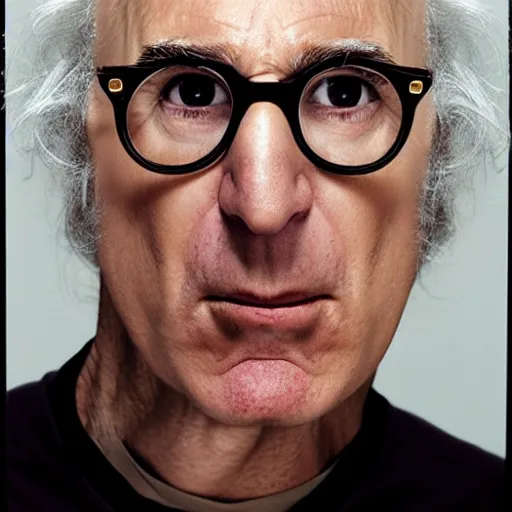 Image similar to portrait of angry Larry David by Martin Schoeller