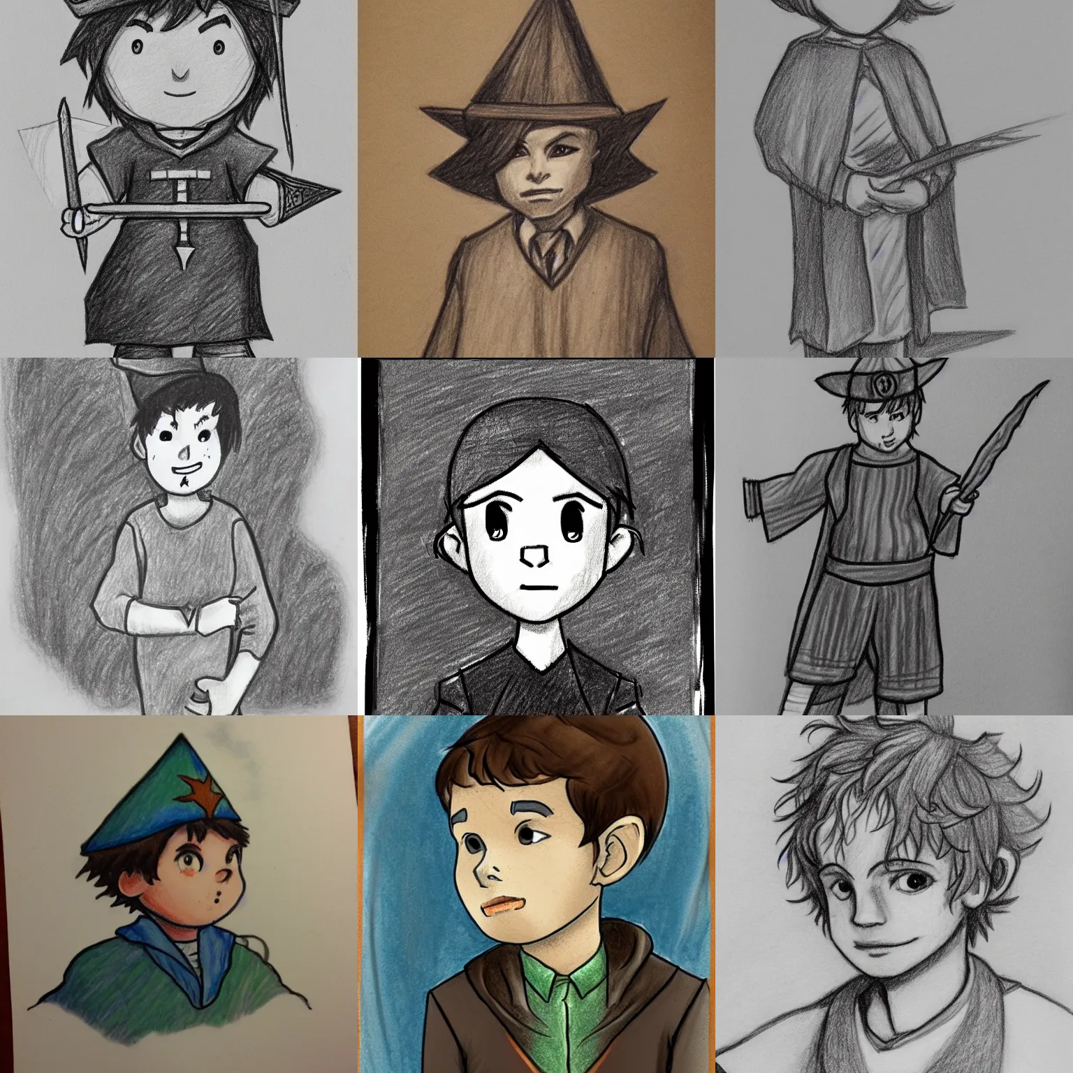 Prompt: a drawing of a boy wizard