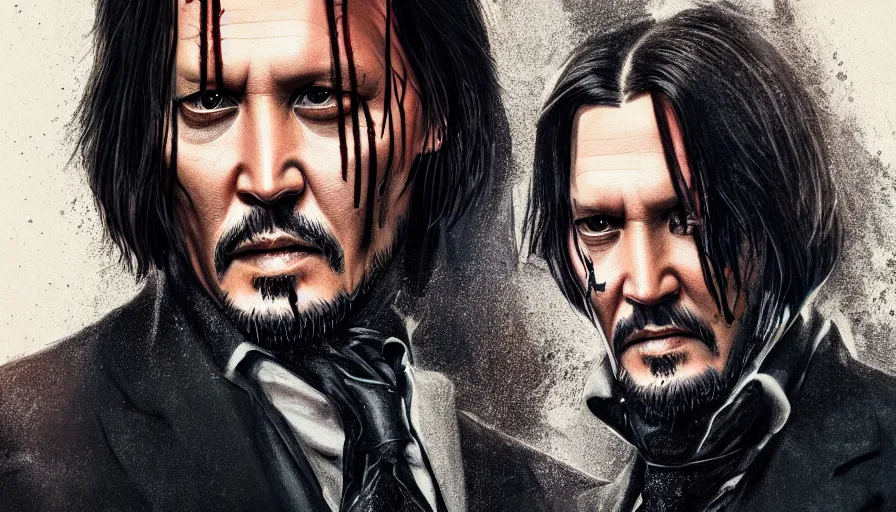 Prompt: Johnny Depp as John Wick, hyperdetailed, artstation, cgsociety, 8k