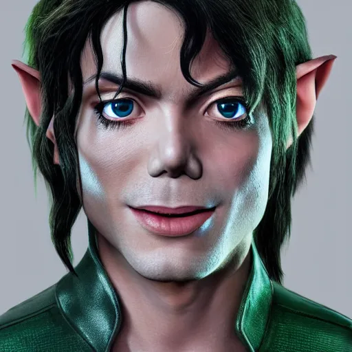 Image similar to 8k hyper realistic HDR portrait photo of Link from Legend Of Zelda with Michael Jackson’s face