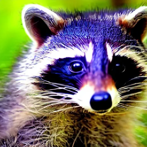 Image similar to a portrait photo of a beautiful racoon planning a party