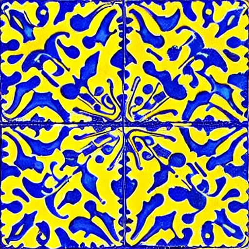 Image similar to psychedelic portuguese azulejo, tile pattern