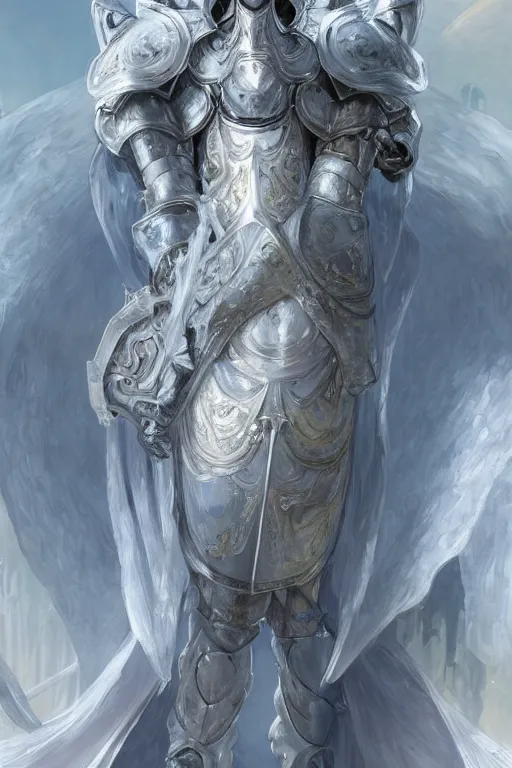 Image similar to portrait white hair knights of Zodiac male, Sliver ice color reflected armor, in ruined Agora of Athens Sunrise, ssci-fi and fantasy, intricate and very very beautiful and elegant, highly detailed, Frostbite Engine, digital painting, artstation, concept art, smooth and sharp focus, illustration, art by tian zi and WLOP and alphonse mucha