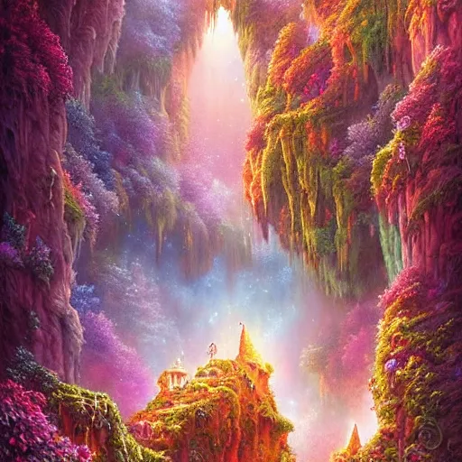 Prompt: lush stars cavern matte painting depth of field rich nature photography ornate by lisa frank, andreas franke, rob gonsalves, evgeny lushpin, andreas rocha, wlop, greg rutkowski, tomasz alen kopera