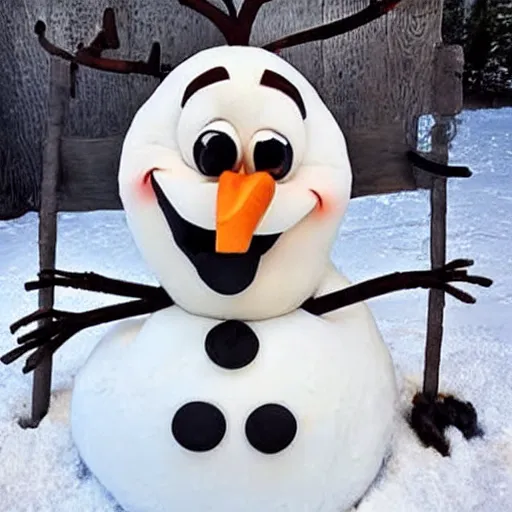 Image similar to Olaf from frozen has seen better days