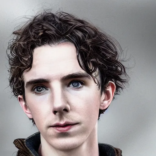 Prompt: 5 5 mm portrait photo of a hybrid of benedict cumberbatch and freddie highmore and and timothee chalamet, in the style of stefan kostic, art by luis royo. highly detailed 8 k. intricate. lifelike. soft light. nikon d 8 5 0. cinematic post - processing