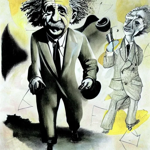 Image similar to Albert Einstein running the tour the france by Dave McKean