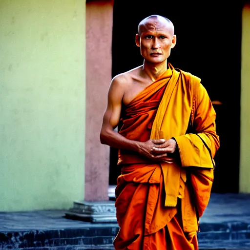 Image similar to viggo mortensen as a burmese buddhist monk