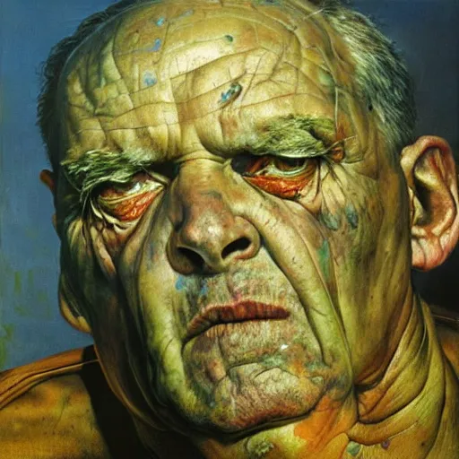 Image similar to high quality high detail painting by lucian freud and beksinski, hd, boxer