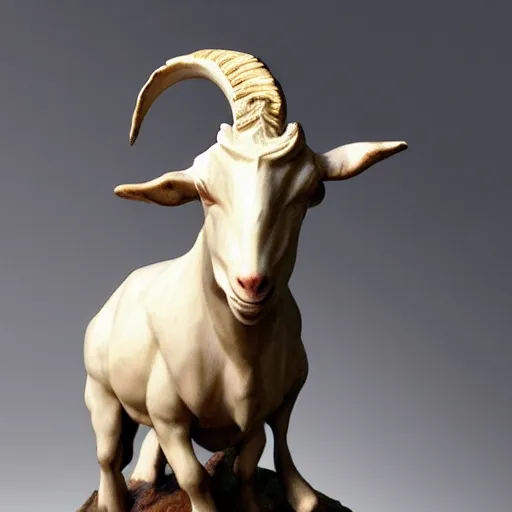 Image similar to goat of mendes rococo statue, highly detailed masterwork, hyperrealistic, beautiful lighting,