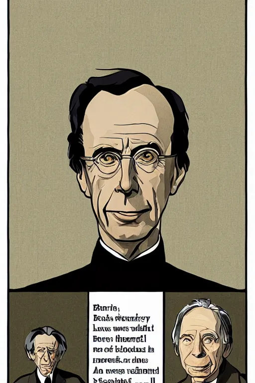 Image similar to portrait of bertrand russell, by adrian tomine