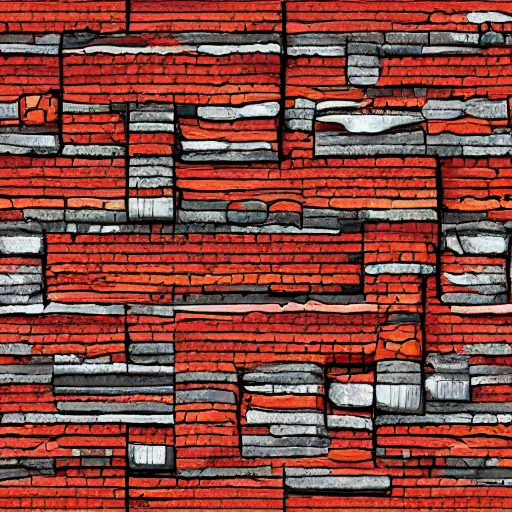 Image similar to cartoon bricks texture hand painted, symmetrym, digital art