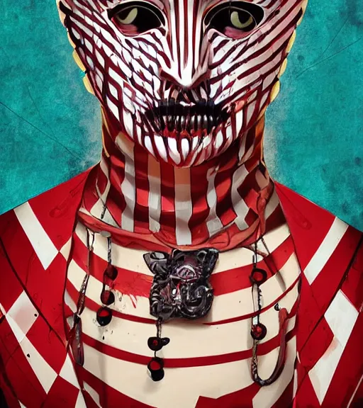 Image similar to beautiful male character inspired by venice carnival and pop art freddy krueger | | digital artwork made by greg rutswork, anna dittmann and lois van barlee, symmetrical, anatomically correct