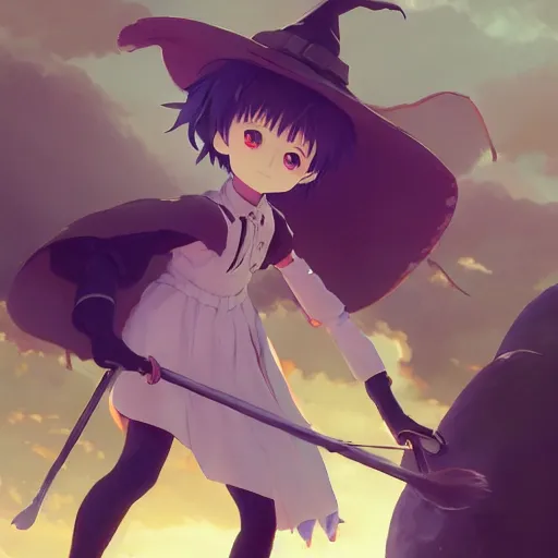 Image similar to full body character concept art, anime key visual of a little witch with big googles, delicate features finely detailed perfect face, gapmoe yandere grimdark, trending on pixiv fanbox, painted by greg rutkowski makoto shinkai takashi takeuchi studio ghibli