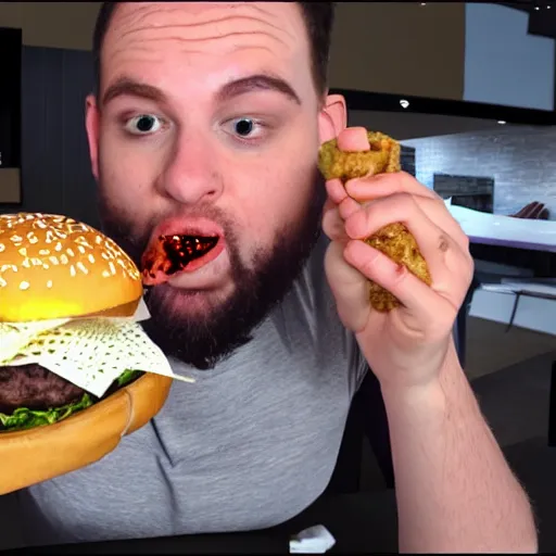 Image similar to paymoney wubby eating a burger, 4 k