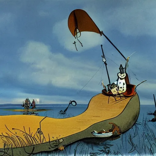 Image similar to the moomins, dali painting, very detailed!, high quality, 4 k