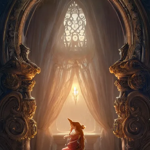 Image similar to belle beauty and the beast ; ultra realistic, concept art, intricate details, eerie, haunting, highly detailed, photorealistic, octane render, 8 k, unreal engine. art by artgerm and greg rutkowski and charlie bowater and magali villeneuve and alphonse mucha