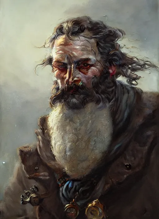 Prompt: portrait of a rugged sea captain, victorian, concept art, detailed face, fantasy, close up face, highly detailed, cinematic lighting, digital art painting by greg rutkowski