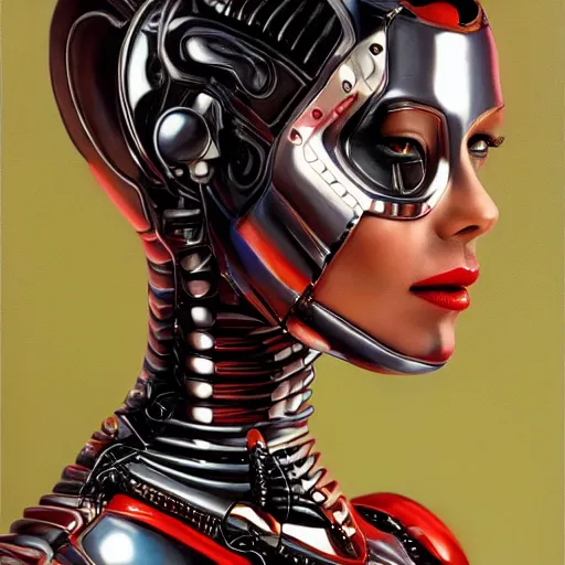 Prompt: ultra realistic painting of half woman half robot in marvel style. highly detailed. elegant, centered, fine details