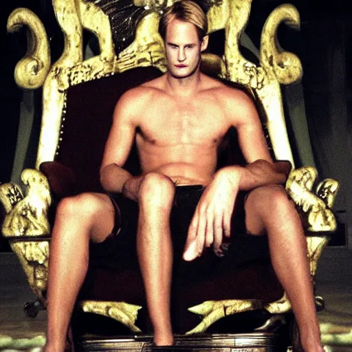 Image similar to eric northman sitting on his throne in a busy night club