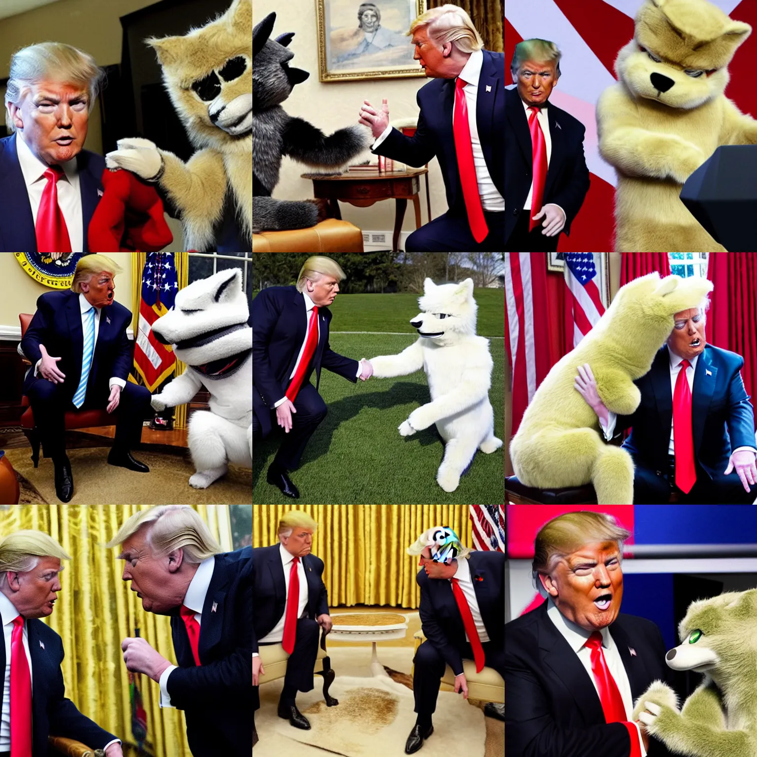 Prompt: Donald trump meeting a furry, AP Photo 2016