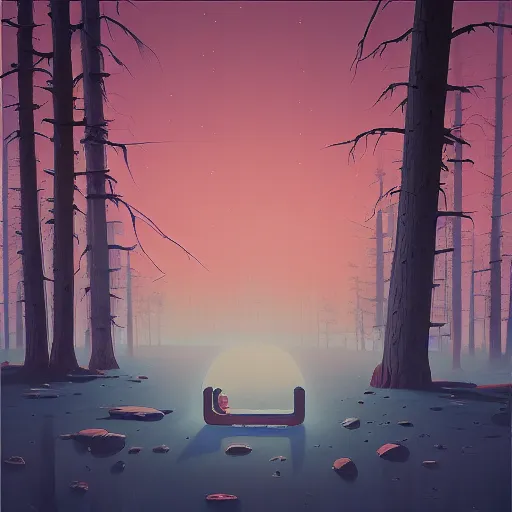 Image similar to a moment of introspection, fantasy, simple, serence, beautiful, meditation, calm, blue by simon stalenhag