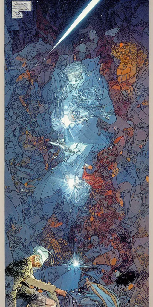 Prompt: a diamond with light shinying through it, michael kaluta, charles vess and jean moebius giraud